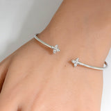 .15ct G SI 14K White Gold Diamond Flexible Open Bangle Bracelet