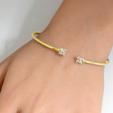 .40ct G SI 14K Yellow Gold Diamond Flexible Flower Open Bangle Bracelet