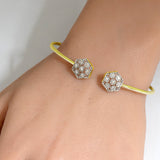 .20ct G SI 14K Yellow Gold Diamond Flexible Open Bangle Bracelet