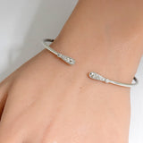 .26ct G SI 14K White Gold Diamond Flexible Open Bangle Bracelet