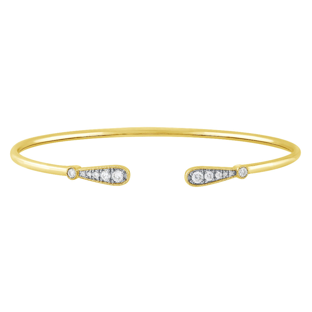 .24ct G SI 14K Yellow Gold Diamond Flexible Open Bangle Bracelet