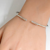 .17ct G SI 14K White Gold Diamond Flexible Open Bangle Bracelet