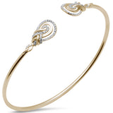.33ct G SI 14K Yellow Gold Diamond Flexible Open Bangle Bracelet
