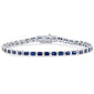 <span style="color:purple">SPECIAL!</span> 6.84ct G SI 14K White Gold Blue Sapphire Gemstones Bracelet 7" Long