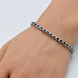 6.84ct G SI 14K White Gold Blue Sapphire Gemstones Bracelet 7" Long