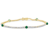 <span style="color:purple">SPECIAL!</span>2.39ct G SI 14K Yellow Gold Diamond & Emerald Gemstones Tennis Bracelet 7" Long