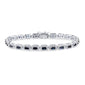 <span style="color:purple">SPECIAL!</span>3.62ct G SI 14K White Gold Diamond & Blue Sapphire Gemstones Tennis Bracelet 7" Long