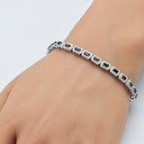 <span style="color:purple">SPECIAL!</span> 4.41ct G SI 14K White Gold Diamond & Blue Sapphire Gemstones Tennis Bracelet 7" Long