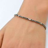 3.08ct G SI 14K White Gold Black & White diamonds Tennis Bracelet 7" Long