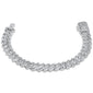 <span style="color:purple">SPECIAL!</span> 7MM 2.96ct G SI 14K White Gold Round & Baguette Diamond Cuban Bracelet 8" Long