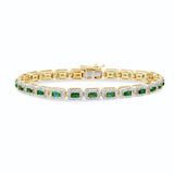 <span style="color:purple">SPECIAL!</span> 3.71ct G SI 14K Yellow Gold Diamond & Emerald Gemstones Bracelet 7" Long