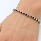 3.28ct G SI 14K White Gold Diamond & Blue Sapphire Gemstones Tennis Bracelet 7" Long