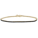 1.82ct G SI 14K Yellow Gold Black Diamonds Tennis Bracelet 7" long