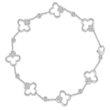 .44ct G SI 14K White Gold Diamond Clover Bracelet 7.5" Long