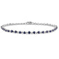<span style="color:purple">SPECIAL!</span>1.87ct G SI 14K White Gold Blue Sapphire Gemstone Bracelet 7.5" Long