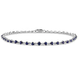 1.87ct G SI 14K White Gold Blue Sapphire Gemstone Bracelet 7.5" Long