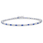<span style="color:purple">SPECIAL!</span>1.90ct G SI 14K White Gold Diamond & Blue Sapphire Gemstones Tennis Bracelet 7" Long
