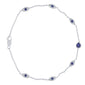 <span style="color:purple">SPECIAL!</span>.53ct G SI 14K White Gold Diamond & Blue Sapphire Gemstone Bracelet 7" Long