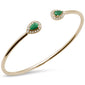 <span style="color:purple">SPECIAL!</span> 1.00ct 14K Yellow Gold Diamond & Natural Emerald Open Bangle 7.25"