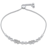 .16ct G SI 14K White Gold Diamond Infinty & Heart Adjustable Bola Bracelet 7.25" Long Adjustable