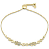 .16ct G SI 14K Yellow Gold Diamond Infinty & Heart Adjustable Bola Bracelet 7.25" Long Adjustable
