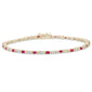 <span style="color:purple">SPECIAL!</span>1.89ct G SI 14K Yellow Gold Diamond & Ruby Gemstones Bracelet 7" Long