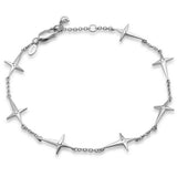 .10ct G SI 14K White Gold Diamond Thin Sideways Cross Bracelet 6.25+1" Ext Long