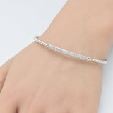 .50ct G SI 14K White Gold Diamond Beaded Style Open Bangle Bracelet