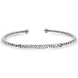 .50ct G SI 14K White Gold Diamond Beaded Style Open Bangle Bracelet