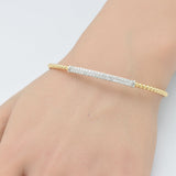 .49ct G SI 14K Yellow Gold Diamond Beaded Style Open Bangle Bracelet