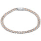 <span style="color:purple">SPECIAL!</span> 5mm 1.97ct G SI 14K Two Tone Gold Diamond Square Cuban Bracelet 8" Long
