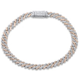 5mm 1.81ct G SI 14K Rose Gold Round Diamond Square Cuban Bracelet 7" Long