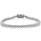 <span style="color:purple">SPECIAL!</span>2.99ct G SI 14K White Gold Round Diamond Bezel Bracelet 7" Long