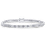 2.07ct G SI 14K White Gold Diamond Double Tennis Bracelet 7" Long