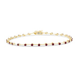 1.55ct G SI 14K Yellow Gold Diamond & Ruby Gemstones Bracelet 8" Long