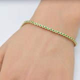 1.47ct G SI 14K Yellow Gold Emerald Gemstones Bracelet 7" Long