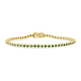 1.47ct G SI 14K Yellow Gold Emerald Gemstones Bracelet 7" Long