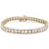 2.16ct G SI 14K Yellow Gold Round & Baguette Diamond Bracelet 8"