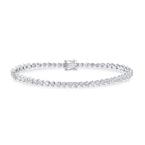 2.97ct G SI 14K White Gold Diamond 3-Prong Tennis Bracelet 7" Long