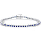 <span style="color:purple">SPECIAL!</span> 1.80ct G SI 14K White Gold Diamond Bezel Set Blue Sapphire Gemstones Tennis Bracelet 7" Long