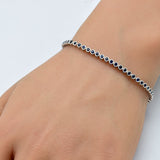 1.92ct G SI 14K White Gold Diamond Bezel Set Blue Sapphire Gemstones Tennis Bracelet 7" Long