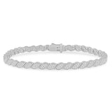 <span style="color:purple">¡ESPECIAL!</span> Pulsera de oro blanco de 14 quilates con diamantes de 0,96 ct G SI, estilo hoja, 7" de largo