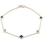 <span style="color:purple">SPECIAL!</span>.51ct G SI 14K Yellow Gold Diamond & Blue Sapphire Gemstones Flower Bracelet 7" Long