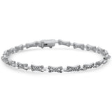 <span style="color:purple">¡ESPECIAL!</span>1.47ct G SI Pulsera de oro blanco de 14K con diamantes redondos y baguette de 7.25" de largo