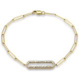 .37ct G SI 14K Yellow Gold Diamond Paper Clip Style Bracelet 7" Long