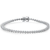 2.02ct G SI 14K White Gold Diamond 3-Prong Tennis Bracelet 7" Long
