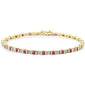 <span style="color:purple">SPECIAL!</span> 3.15ct G SI 14K Yellow Gold Diamond Ruby Gemstones Bracelet 7" Long