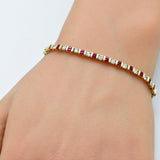3.15ct G SI 14K Yellow Gold Diamond Ruby Gemstones Bracelet 7" Long
