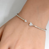 .20ct G SI 14K White Gold Diamond Heart Open Bangle Bracelet