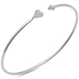 .20ct G SI 14K White Gold Diamond Heart Open Bangle Bracelet